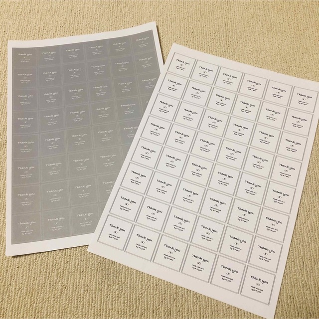 サンキューシール 正方形 2シート(48枚) 96回分 セルフカット ハンドメイドの文具/ステーショナリー(カード/レター/ラッピング)の商品写真