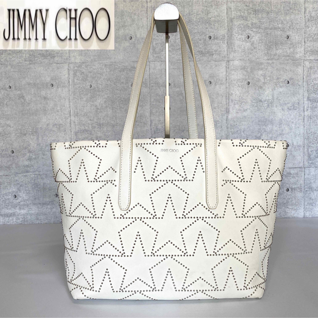 JIMMY CHOO - 【極美品】JIMMY CHOO SOFIA/M ホワイト スター トートバッグ