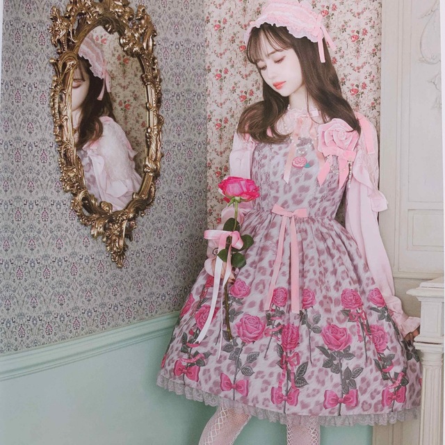 Angelic Pretty(アンジェリックプリティー)のangelicpretty RebeccaLeopard jsk グレー レディースのワンピース(ひざ丈ワンピース)の商品写真