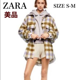 ザラ(ZARA)の【美品】ZARA オーバーサイズシャツ　チェック　カラフル　S-M(テーラードジャケット)