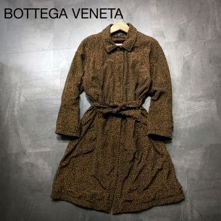 ボッテガヴェネタ(Bottega Veneta)のイタリア製 BOTTEGA VENETAヒョウ柄 ベルト付き ステンカラーコート(ロングコート)