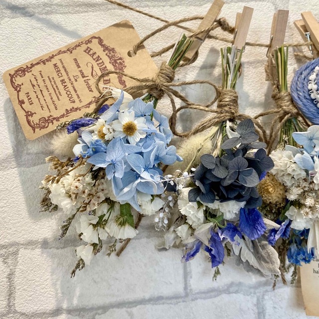 ドライフラワー スワッグ ガーランド❁896青ブルー 花束 ギフト プレゼント