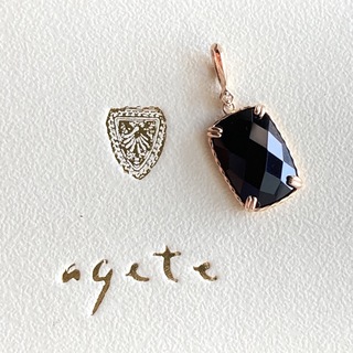 agete - アガット　ブラックカルセドニー　オニキス　ペンダントチャーム　k10ダイヤモンド
