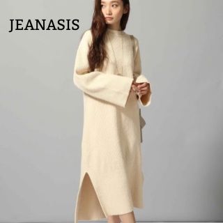 ジーナシス(JEANASIS)の値下げ 匿名配送 JEANASIS ブークレスリットロングワンピース アイボリー(ひざ丈ワンピース)