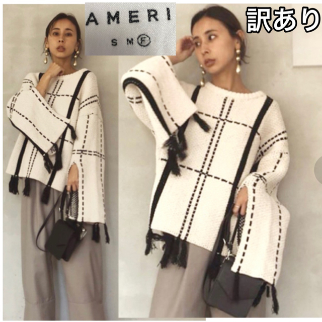 Ameri VINTAGE(アメリヴィンテージ)の訳ありニット【AMERI】SHOUJI BRAID KNIT TOPフリーサイズ レディースのトップス(ニット/セーター)の商品写真