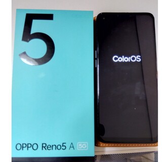 オッポ(OPPO)のOPPO SIMフリースマートフォン Reno 5aアイスブルー　美品(スマートフォン本体)