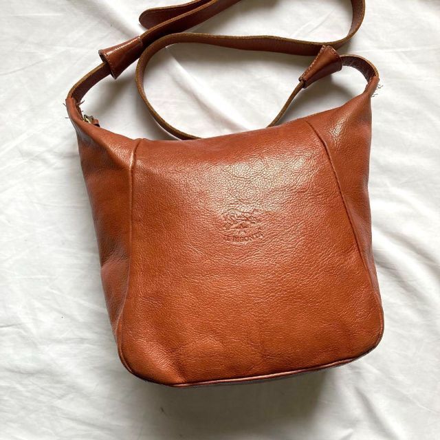 【即完】大人気 イルビゾンテ ショルダーバッグ レザー ブラウン 刻印ロゴ