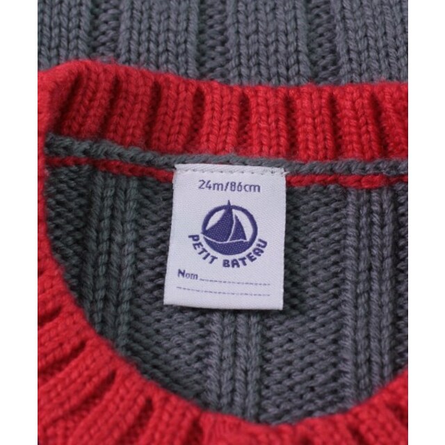 PETIT BATEAU(プチバトー)のPETIT BATEAU プチバトー ニット 86cm グレーx赤 【古着】【中古】 キッズ/ベビー/マタニティのキッズ服女の子用(90cm~)(ニット)の商品写真