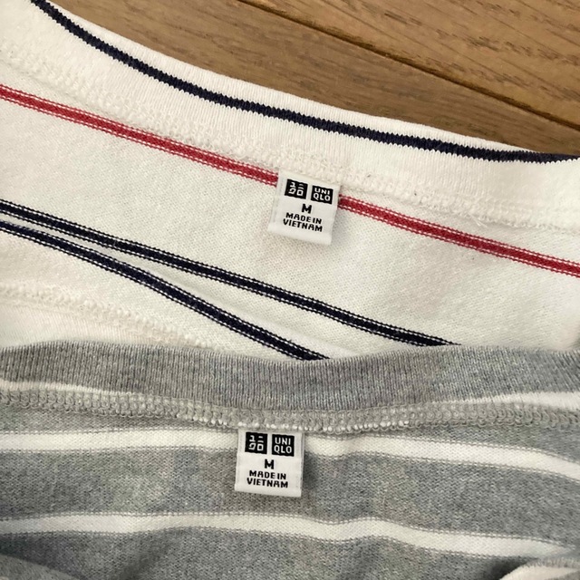 UNIQLO(ユニクロ)のユニクロ / Mサイズ ボーダー長袖Tシャツ / 2枚 レディースのトップス(Tシャツ(長袖/七分))の商品写真