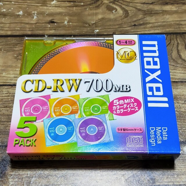 maxell(マクセル)のマクセル データ用CD-RW 700MB カラーミックス スマホ/家電/カメラのテレビ/映像機器(その他)の商品写真