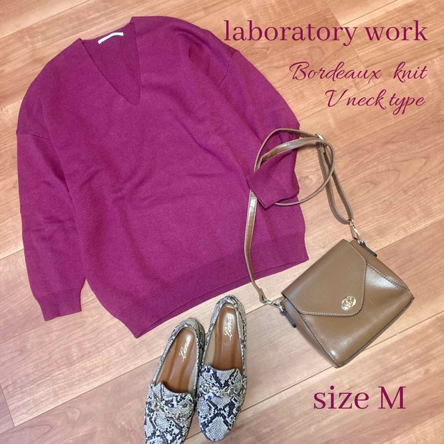 LABORATORY WORK(ラボラトリーワーク)の◆ラボラトリーワーク◆ゆったりシルエット◆ワインレッドウール混ニット◆長め丈◆M レディースのトップス(ニット/セーター)の商品写真