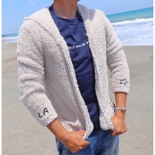 ロンハーマン(Ron Herman)の西海岸スタイル☆LUSSO SURF  LA刺繍ボアパーカー　白　Mサイズ☆(パーカー)
