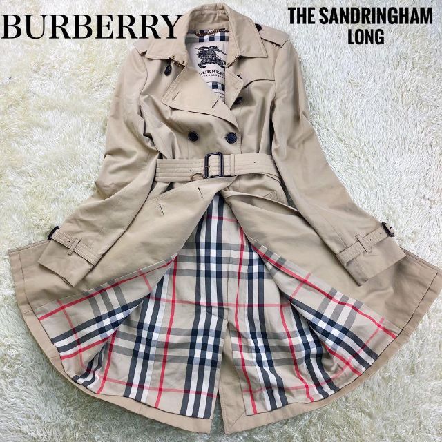 最高 BURBERRY 36 ベージュ トレンチコート ロング サンドリンガム 極美品⭐️バーバリー トレンチコート