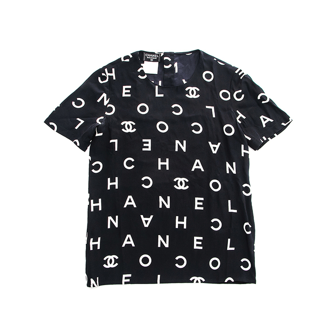 豪奢な CHANEL - カットソー 半袖シャツ シルク ロゴ CHANEL シャネル