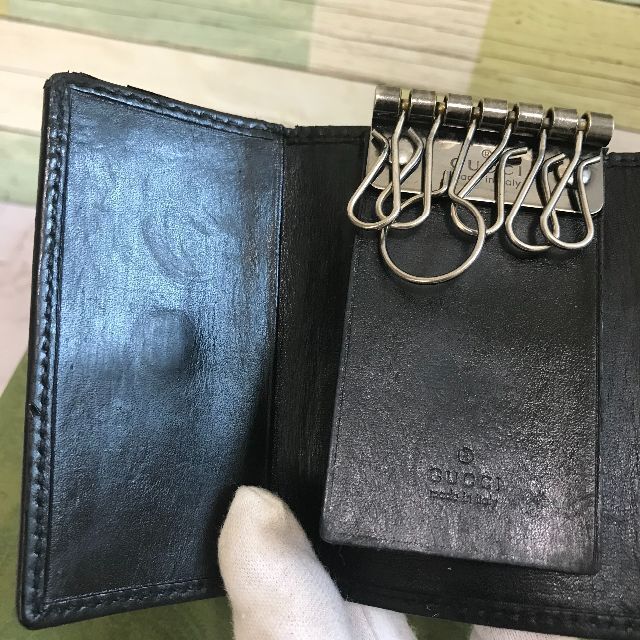 Gucci - グッチ GUCCI キーケース インターロッキングG レザー 黒