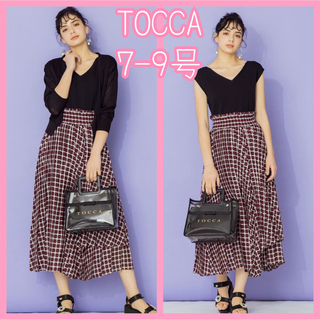 トッカ(TOCCA)のTOCCA プリーツチェックニットドレス ブラック 7-9号 0 2 ワンピース(ロングワンピース/マキシワンピース)