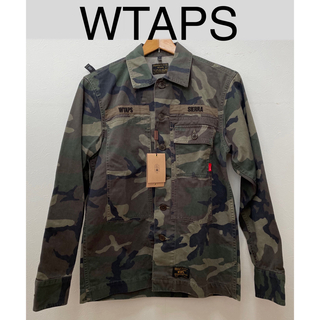 ダブルタップス(W)taps)のWTAPSダブルタップス　ミリタリーシャツ　カモフラ　新品タグ付　ユーズド加工S(シャツ)