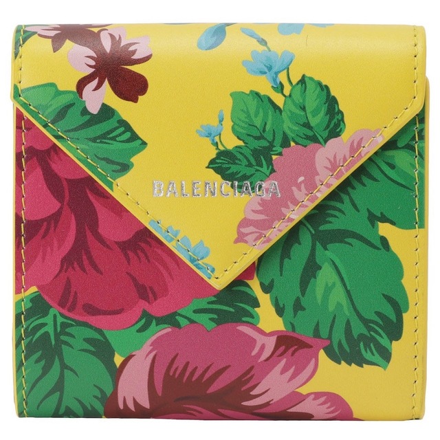 バレンシアガ BALENCIAGA フラワープリント 三つ折財布 花柄 【超歓迎