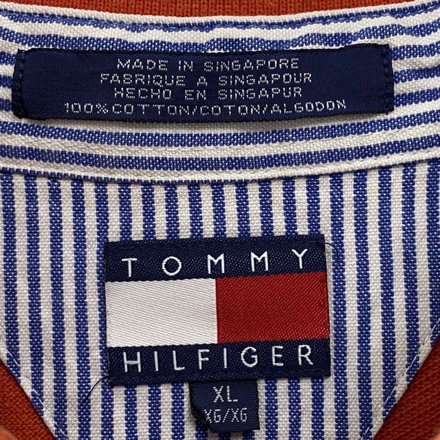 TOMMY HILFIGER(トミーヒルフィガー)の古着 90s トミーヒルフィガー 半袖 ポロシャツ XL 刺繍ロゴ 鹿の子 メンズのトップス(ポロシャツ)の商品写真