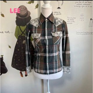 リー(Lee)の🍄訳あり価格🍄#961 LEE リー レースが可愛い 緑チェックシャツ(シャツ/ブラウス(長袖/七分))