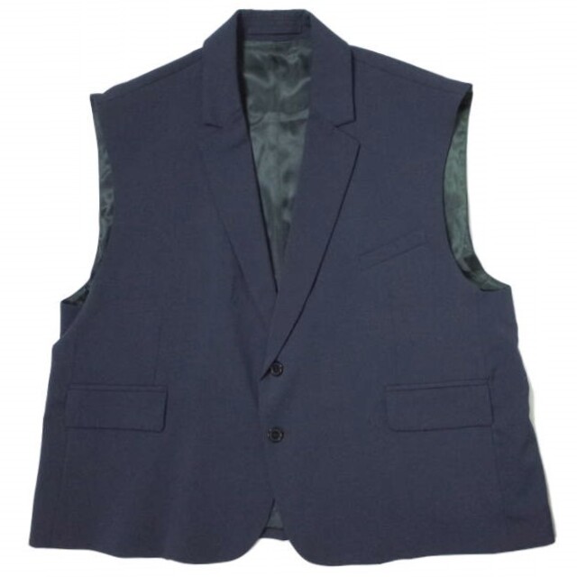 HED MAYNER ヘドメイナー 19SS SLEEVELESS JACKET スリーブレスジャケット 44 NAVY オーバーサイズ テーラード ベスト アウター【HED MAYNER】