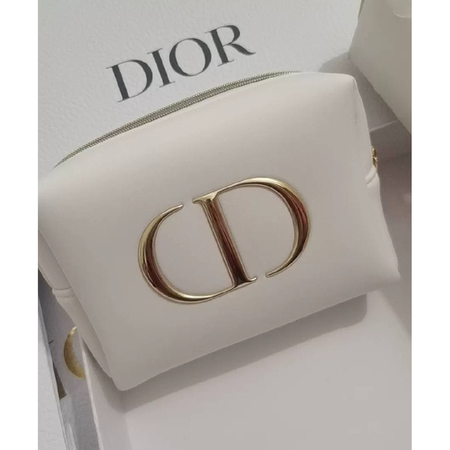 Christian Dior(クリスチャンディオール)の新品未使用 ディオール ノベルティ ポーチ ホワイト ゴールド レディースのファッション小物(ポーチ)の商品写真