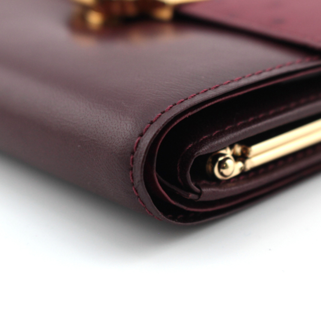 GIVENCHY(ジバンシィ)のジバンシィ GIVENCHY 二つ折り財布
 オーストリッチ がま口 レッド系 レディースのファッション小物(財布)の商品写真