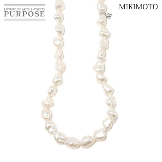 ミキモト MIKIMOTO バロック 白蝶真珠 ネックレス 47cm K18 WG ホワイトゴールド 750 パール【ソーティング付き】VLP 90171265