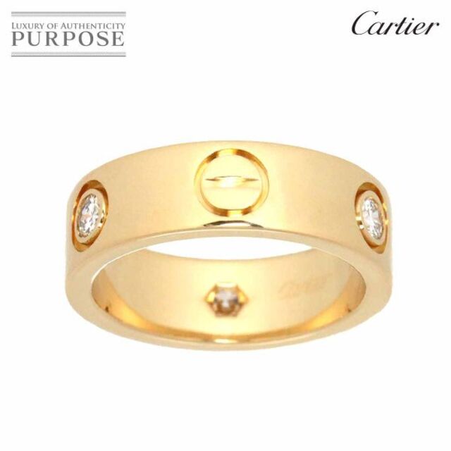 Cartier - カルティエ Cartier ラブ ハーフ ダイヤ 3P リング #48 K18 YG イエローゴールド 750 指輪 VLP 90178674