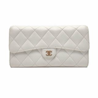 シャネル(CHANEL)の☆☆CHANEL シャネル マトラッセ フラップ ウォレット AP0241 ホワイト キャビアスキン 長財布 ギャランティカード有(財布)