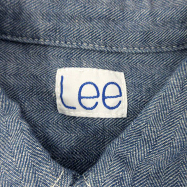 Lee(リー)のLEE オールインワン ショートパンツ リネン混 ヘリンボーン 青 オフ白 M レディースのパンツ(サロペット/オーバーオール)の商品写真