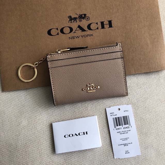 新品★COACH コーチ レザー コイン パス IDケース キーリング付き