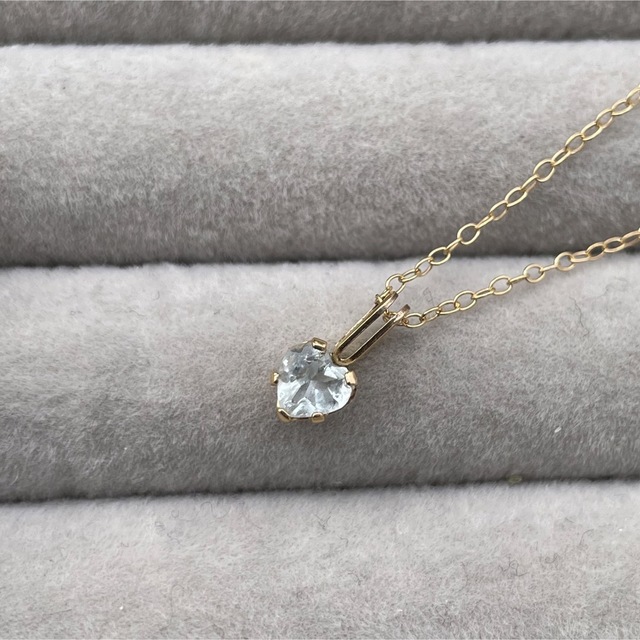 pale Blue Heart … aquamarine 14kgf ハンドメイドのアクセサリー(ネックレス)の商品写真