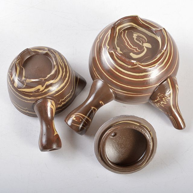 常滑 伸康焼 練込 ミニチュア茶器揃 桐箱 V R5401 常滑 伸康焼 練込 ミニチュア茶器揃 桐箱 V R5401