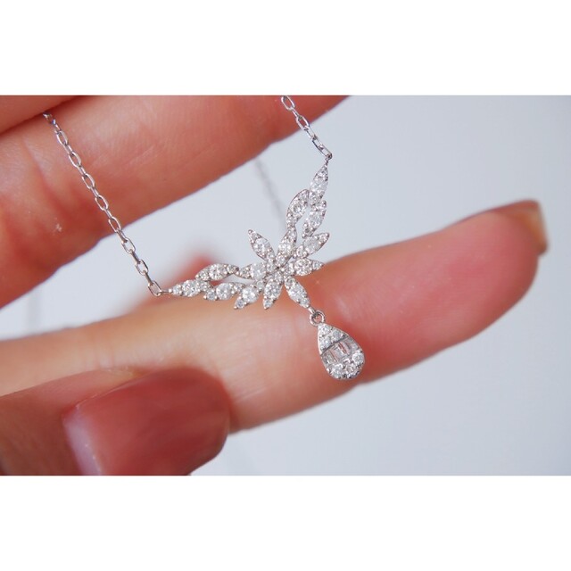 クロス天然ダイヤモンドネックレス0.6ct　k18