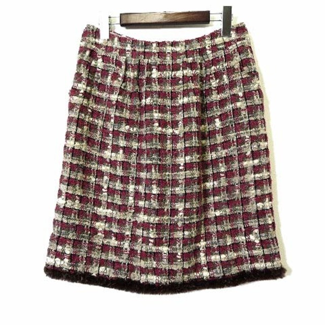 シャネル スカート ツイード シルク ココマーク ファー裾  正規