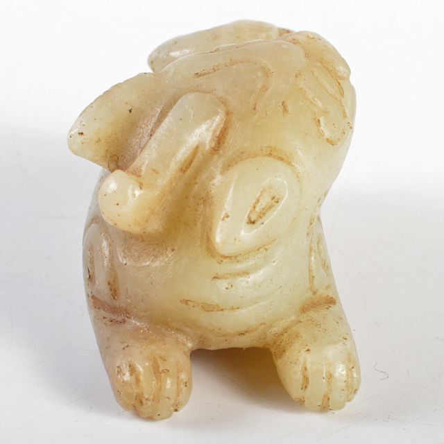 国産】 中国 玉石本翡翠彫刻 神獣彫 玉珮 R1295 - 美術品