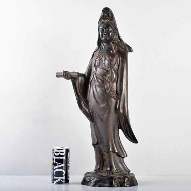 彫刻家 高村光雲原型 ブロンズ 古銅銀象嵌 観音菩薩像 M R5417B 彫刻家 高村光雲原型 ブロンズ 古銅銀象嵌 観音菩薩像 M R5417B