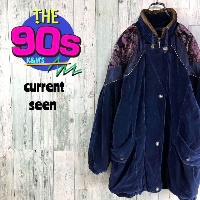 80's current seen レトロ　ベロア生地　中綿ジャケット