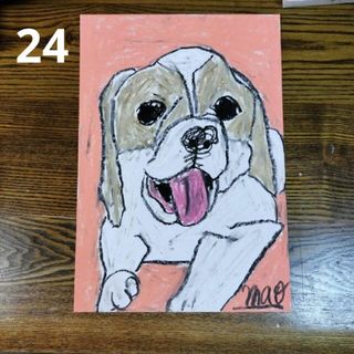 24子供の絵　グレートピレニーズ　クレヨン画　インテリア(絵画/タペストリー)