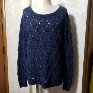 トミーヒルフィガー(TOMMY HILFIGER)の❤TOMMY HILFIGER❤ダイア柄透かし編みニットプルオーバー/綿100%(ニット/セーター)