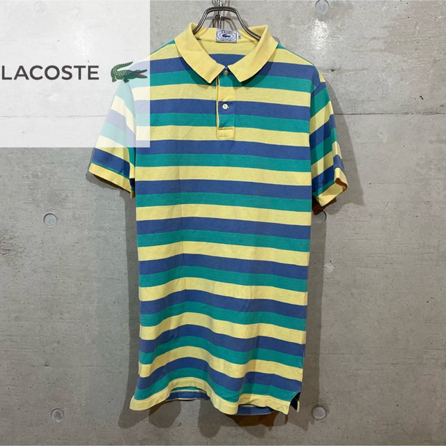 LACOSTE ラコステ マルチカラー ボーダー 半袖 ポロシャツ  レトロ