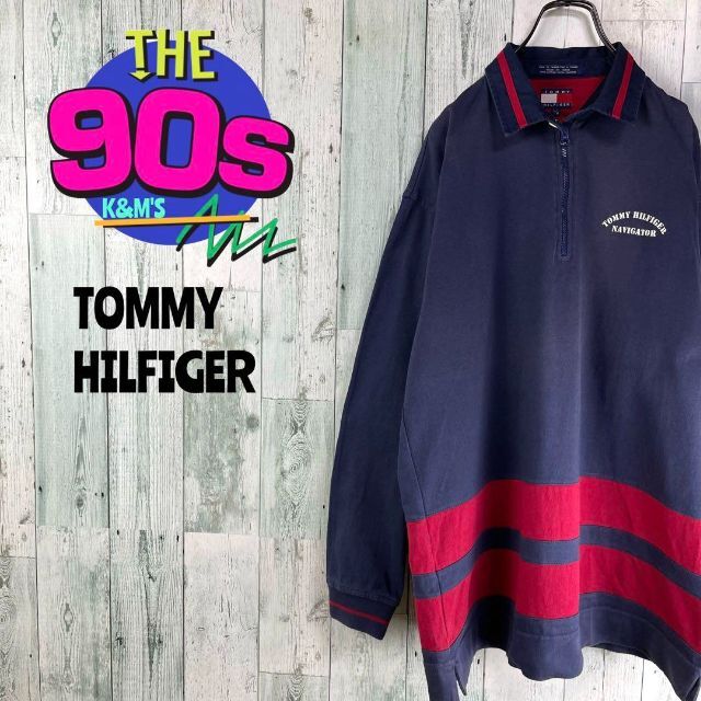 TOMMY HILFIGER - 90's TOMMY HILFIGER ハーフジップ ラガーシャツ