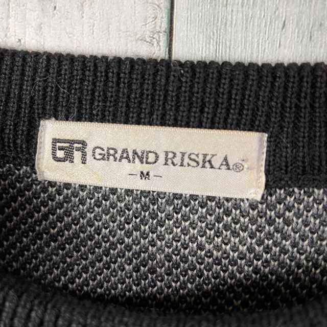 80's GRAND RISKA 日本製　アシンメトリー　エンブレム刺繍　ニット