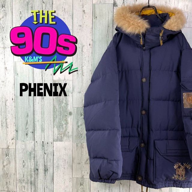 80's PHENIX フェニックス　蝦夷鹿刺繍　ヴィンテージ ダウンジャケット