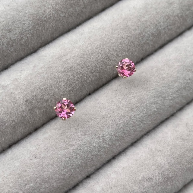 Cherry ... Pink topaz pierce ハンドメイドのアクセサリー(ピアス)の商品写真