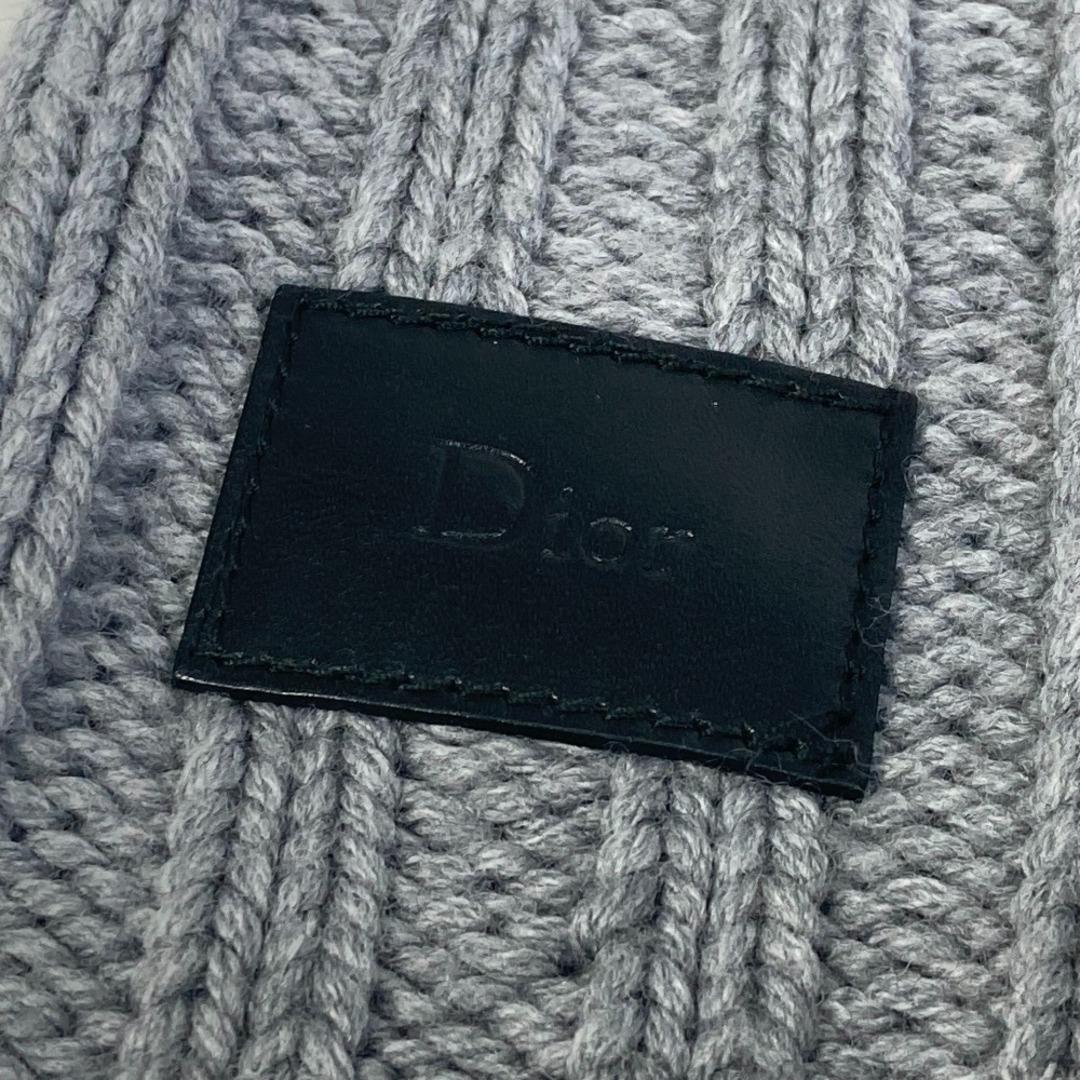 Dior(ディオール)のディオール Dior ニット レザータグ 革タグ ロゴ ディオールオム ネックウォーマー スヌード マフラー ウール グレー メンズのファッション小物(マフラー)の商品写真