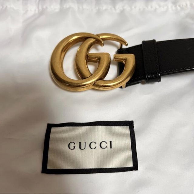 Gucci(グッチ)の【新品未使用】GUCCI GGバックルベルト　ゴールド　グッチ レディースのファッション小物(ベルト)の商品写真