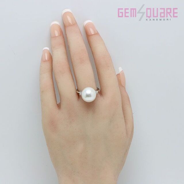 真珠 パールリング  指輪 ダイヤモンド付き Pt900