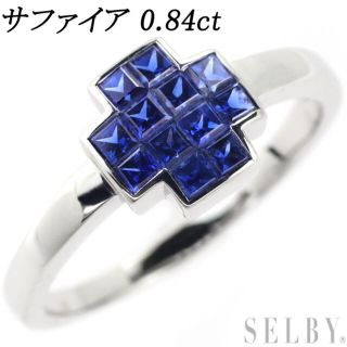 K9WG サファイア リング 0.84ct ミステリーセッティング クロス(リング(指輪))